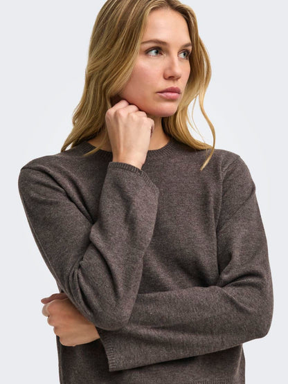 JDYTALIA L/S ON FAUX FUR PULLOVER KNT Brun