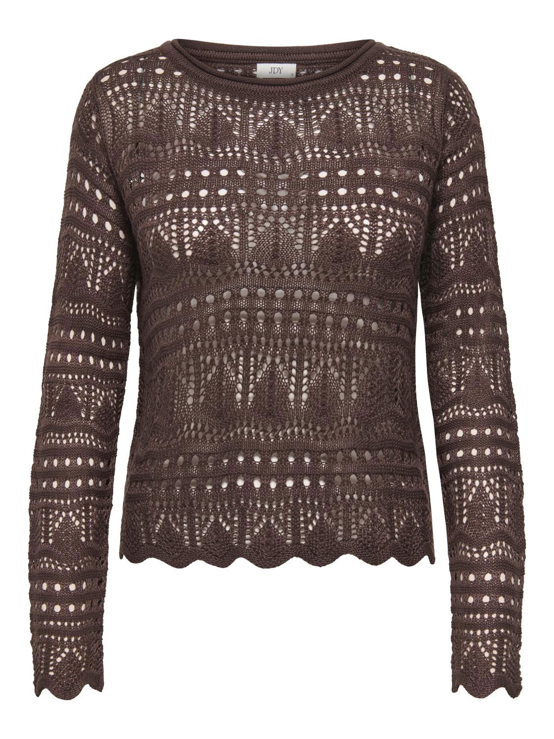 Jdysun Lay L/s Boatneck Pullov. Knt Noos Brun