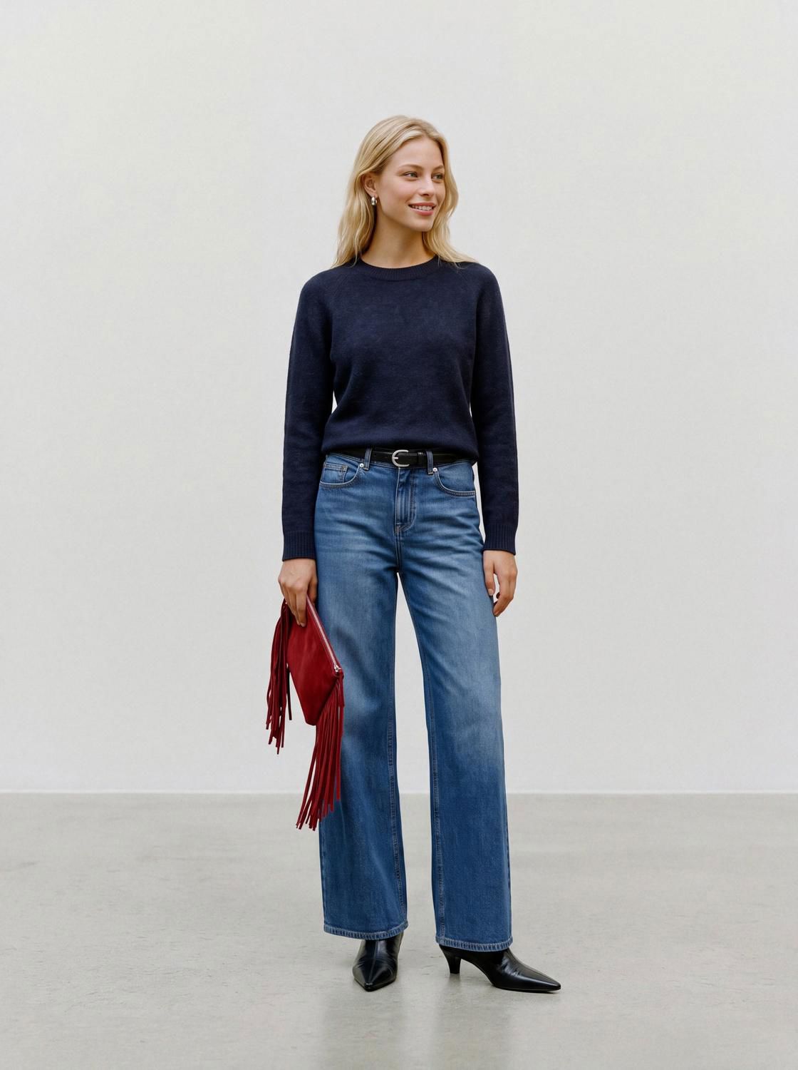 Vmdoffy Ls O-Neck Blouse Ga Noos Blå