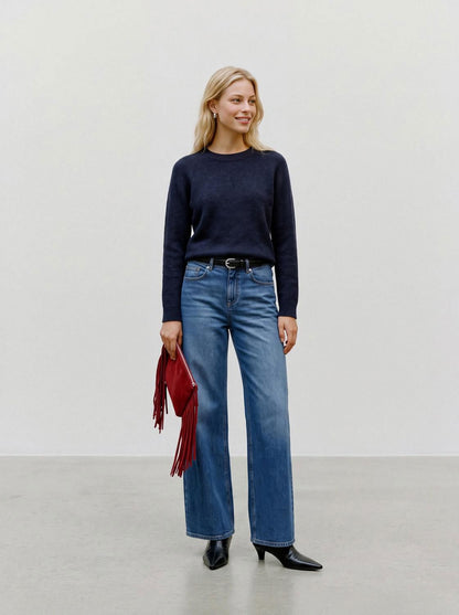 Vmdoffy Ls O-Neck Blouse Ga Noos Blå