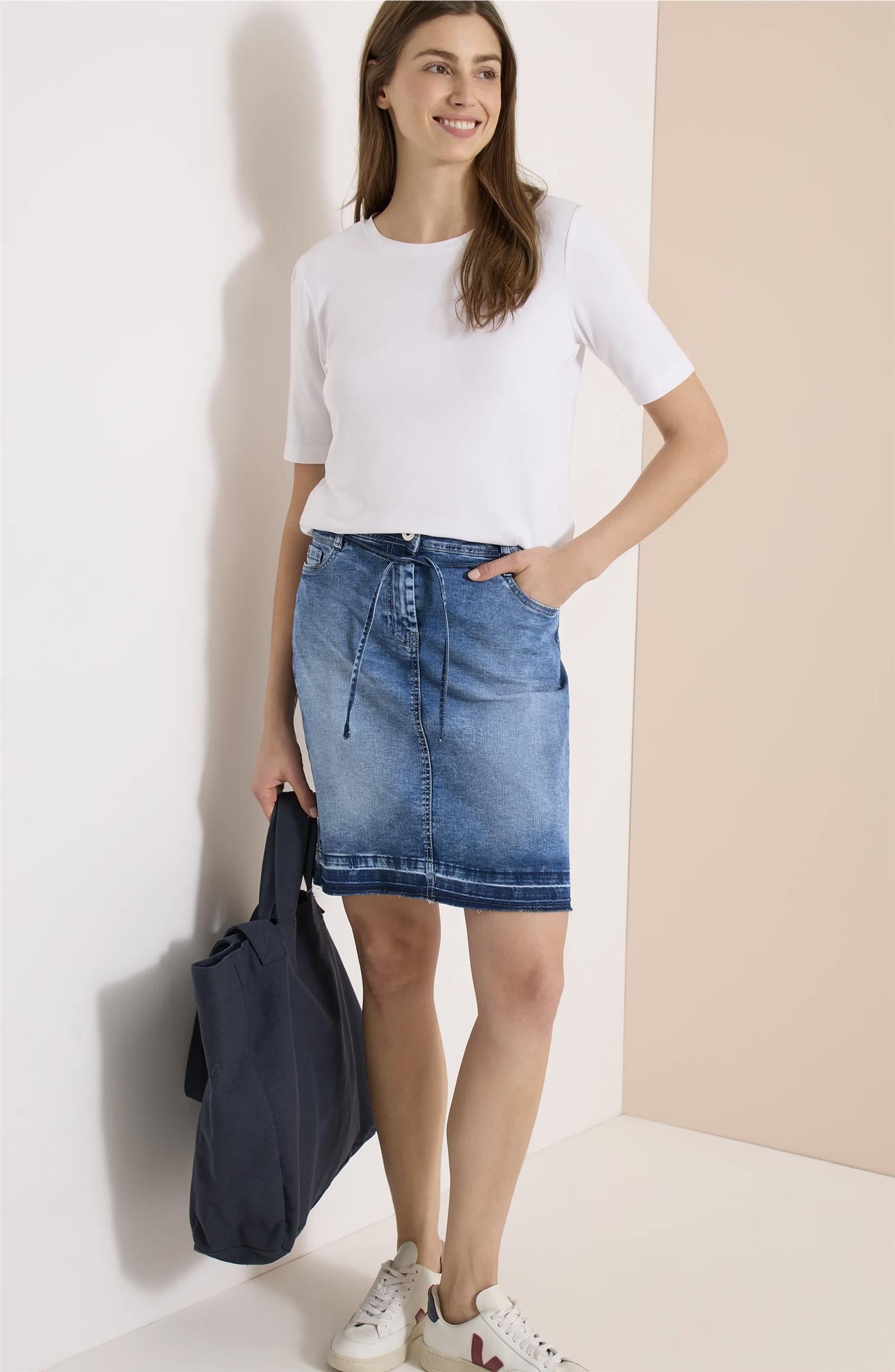 DENIM SKIRT HEM DETAIL Blå