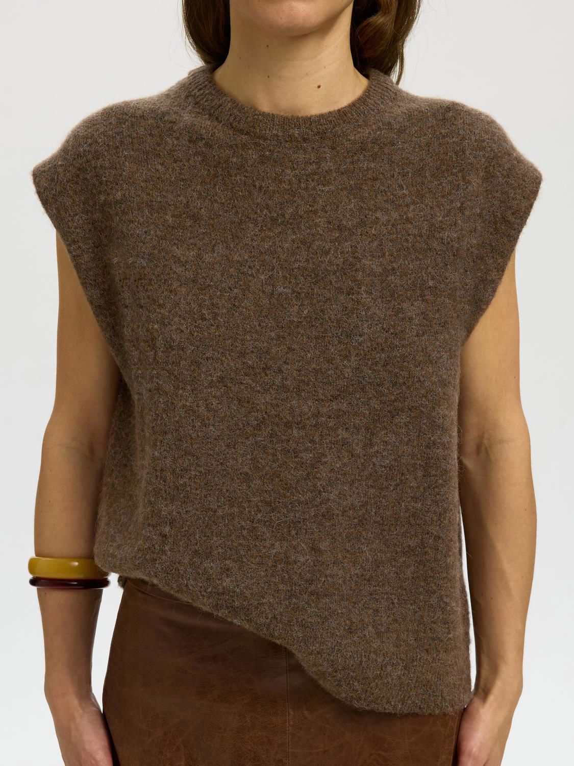 Slwlulu Sl Knit Vest Noos Brun