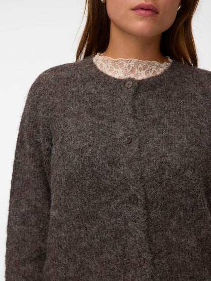 Vmnovah Ls O-Neck Button Cardi Ga Noos Brun