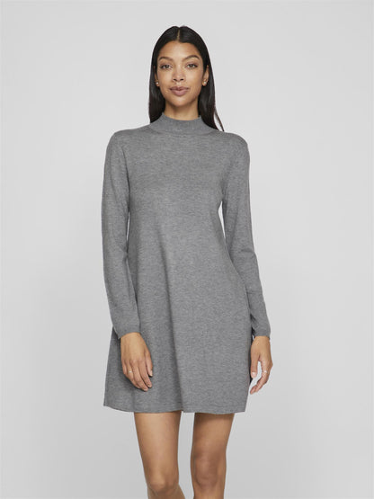 VICOMFY A-LINE ROLLNECK KNIT DRESS/SU/PB Grå