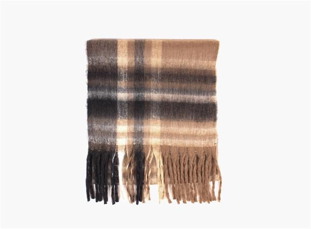 MANZINI Fluffy Glen Check Scarf Brun