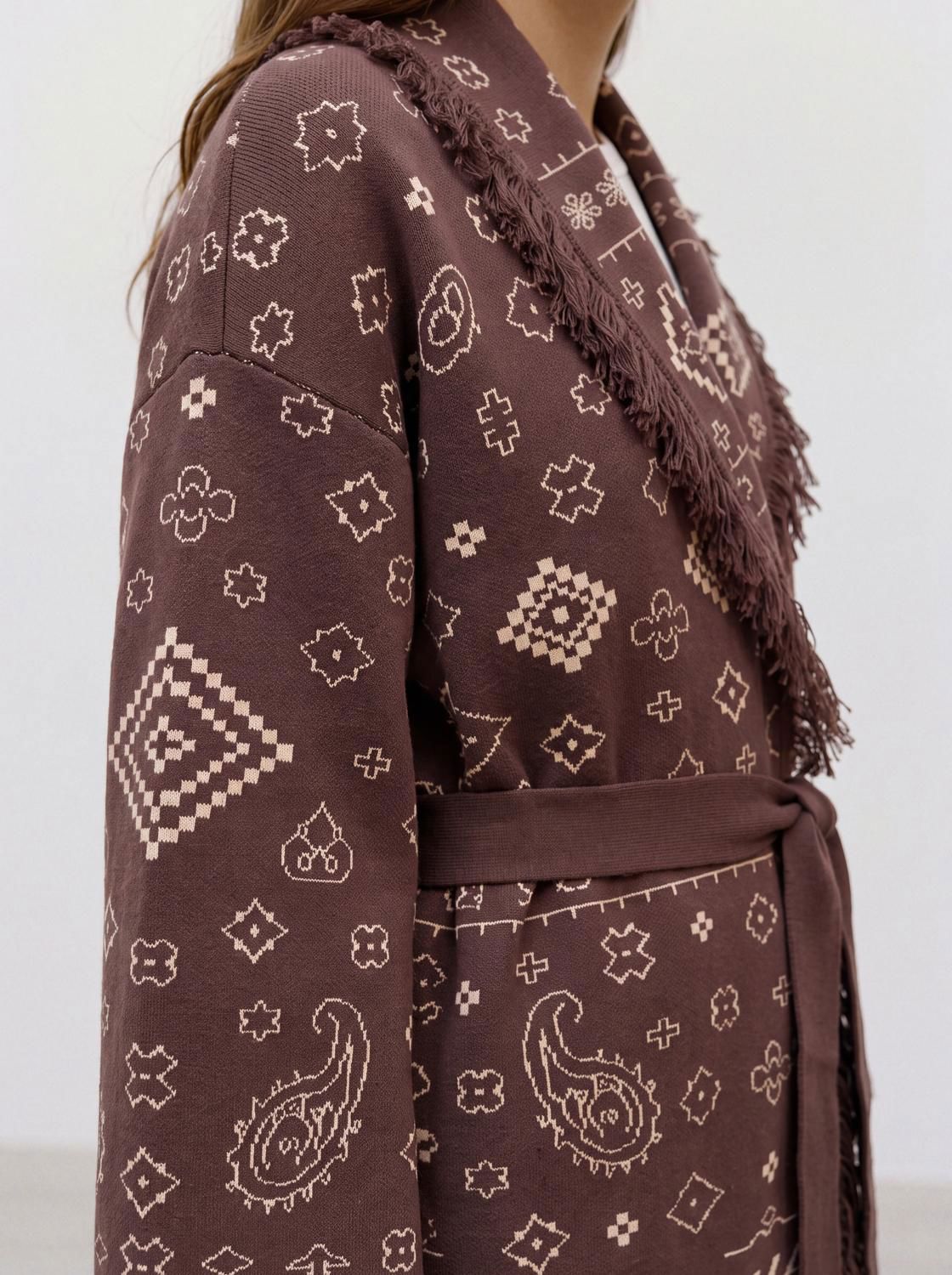 Vmscarlett Ls Tassel Jacquard Cardi Lcs Brun