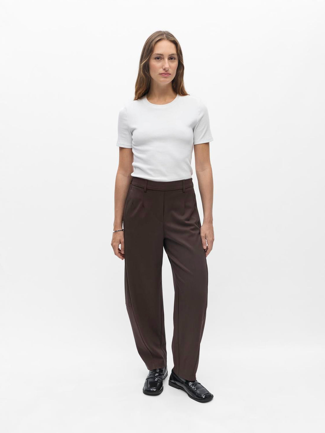 Objlisa Hw Ankle Barrel Pant Noos Brun