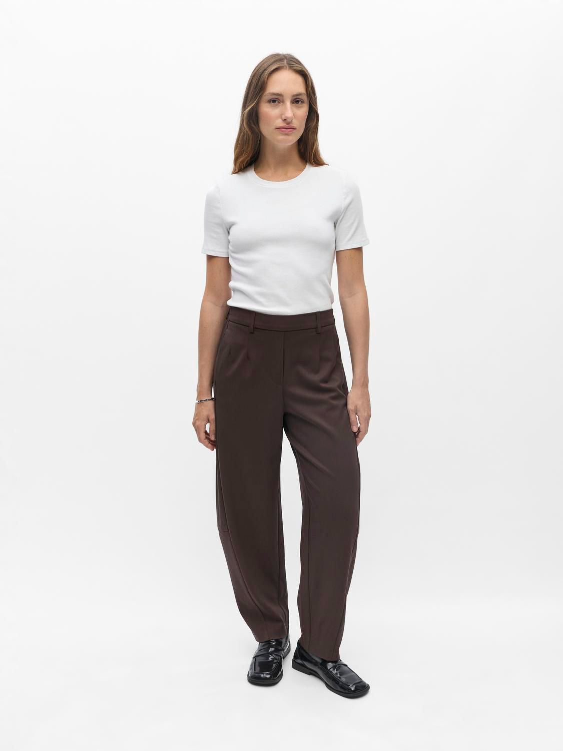 Objlisa Hw Ankle Barrel Pant Noos Brun
