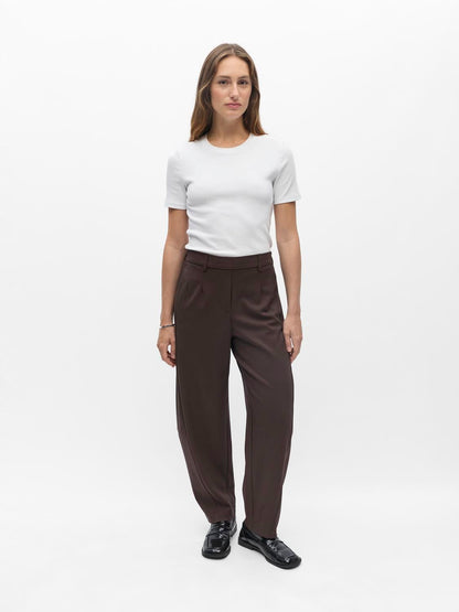 Objlisa Hw Ankle Barrel Pant Noos Brun