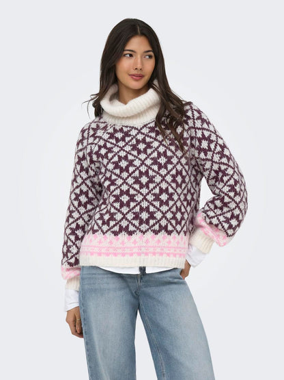 Onlcaro Ls Rollneck Cc Knt Grå