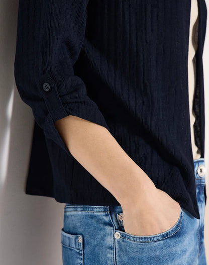 Open knit jacket Blå