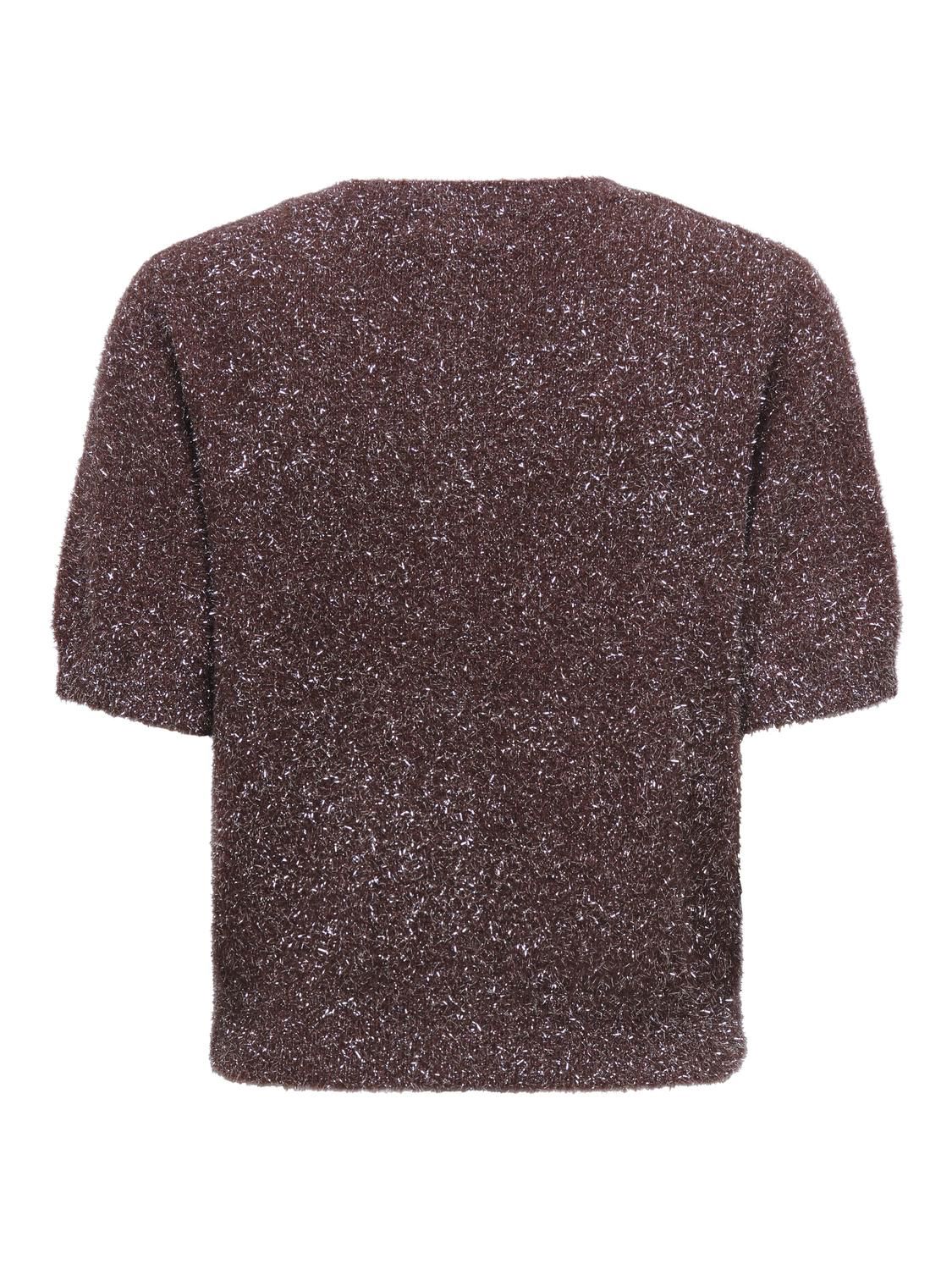 Jdynadine S/s Glitter Cardigan Knt Brun