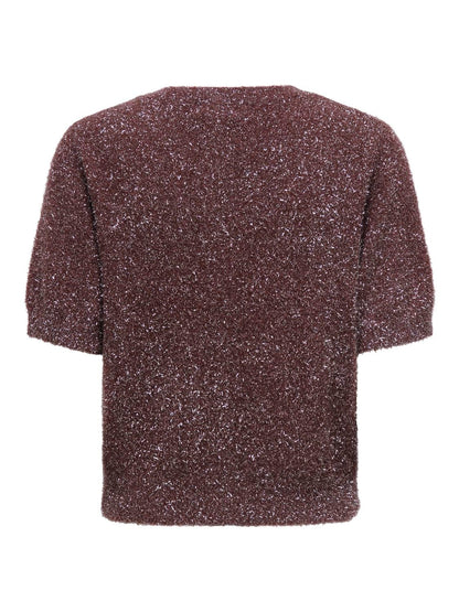 Jdynadine S/s Glitter Cardigan Knt Brun