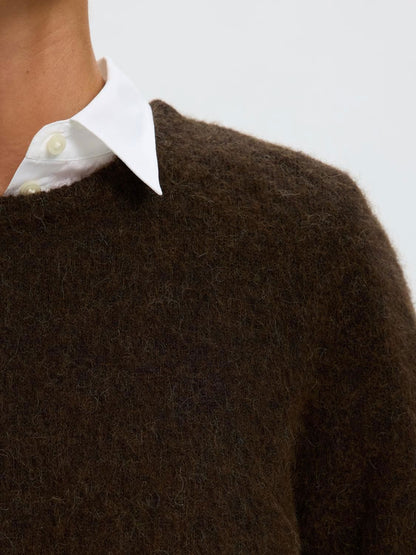 Slwlulu Brushed Ls Knit O-Neck Noos Brun