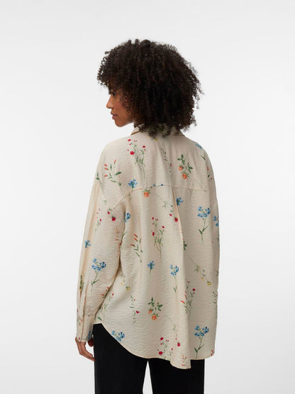 Vmjosie Ls Oversize Shirt Wvn Boo Beige