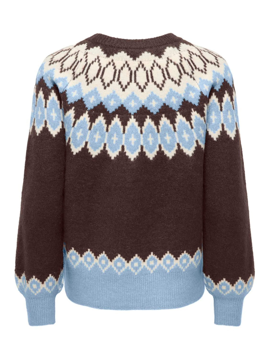 Onlrusty Ls Fair Isle O-Neck Bf Knt Brun