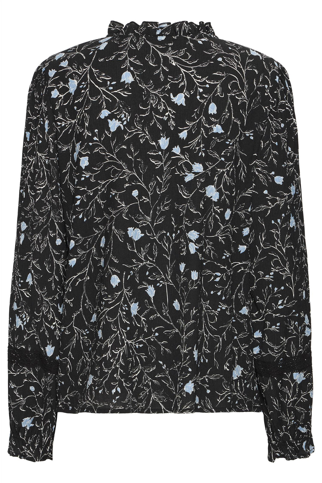 Pzkalulla Ls Blouse Black Blue Flower Print