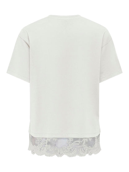 Onlvivvi S/s Lace Bottom Top Jrs Noos Hvit