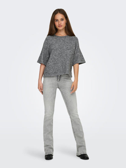 Onlazu 2/4 Raglan O-Neck Knt Grå