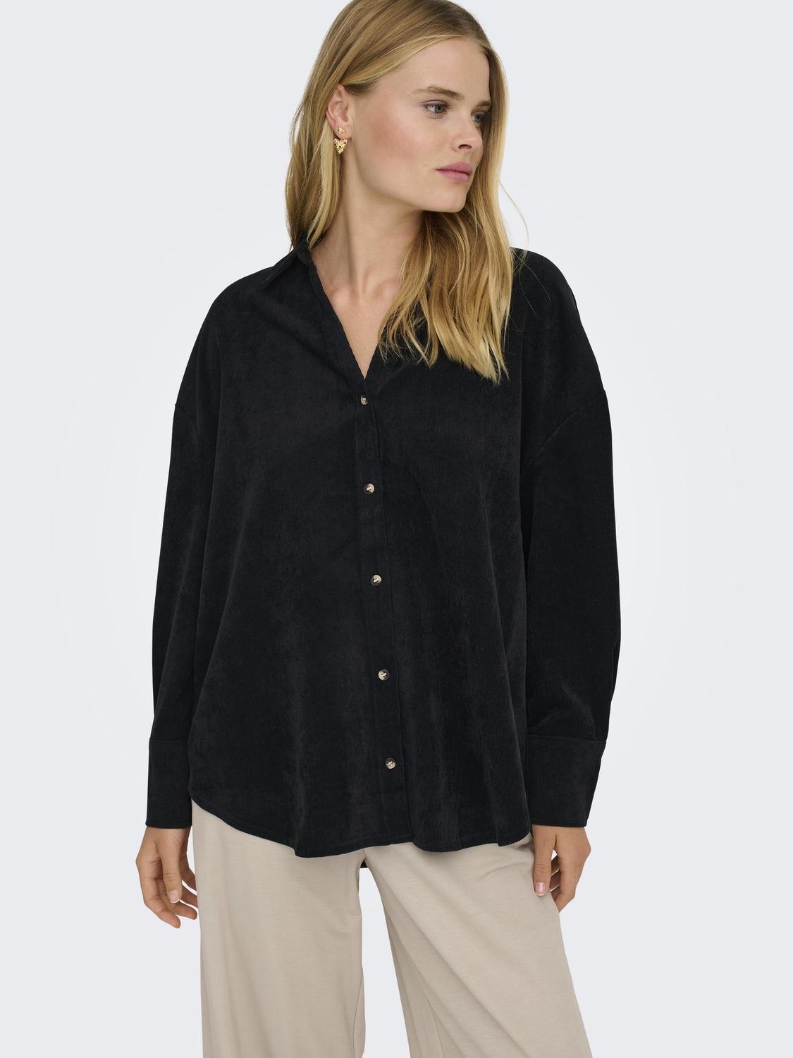 Onlmarike Life L/s Cord Loose Shirt Pnt Sort