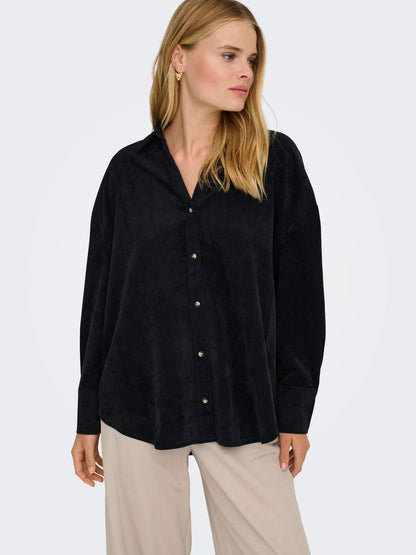 Onlmarike Life L/s Cord Loose Shirt Pnt Sort