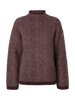 Slflulu Ls Herringbone Knit High Neck Mørkelilla