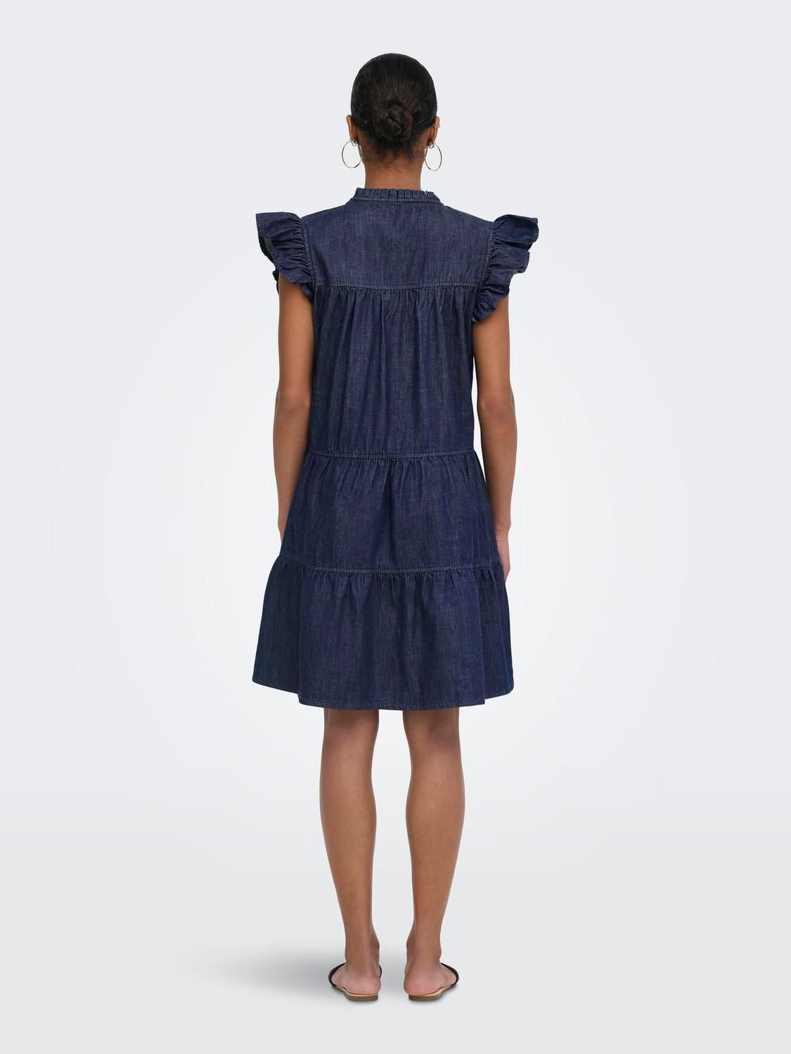 Onlshania S/l Frill Short Dnm Dress Noos Blå