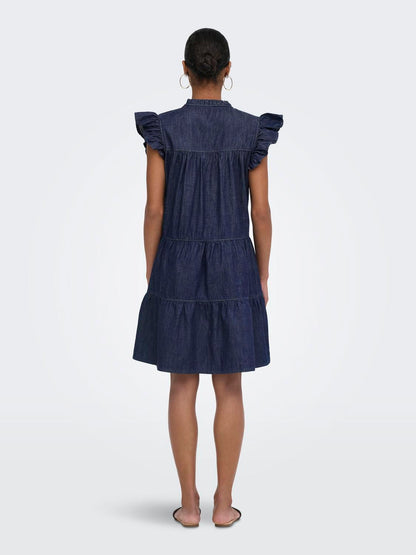 Onlshania S/l Frill Short Dnm Dress Noos Blå