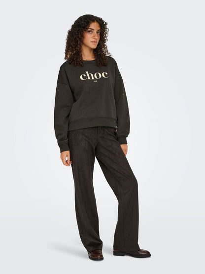 Onlbest L/s Print Crew Neck Swt Mørkebrun