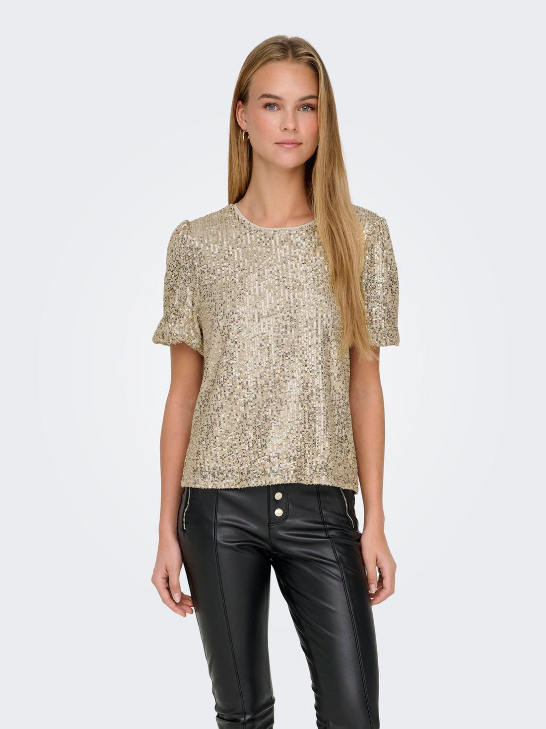 Onlana S/s Loose Sequins Top Jrs Lysegrå