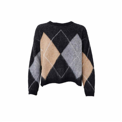 BCBETH ARGYLKE KNIT JUMPER Svart