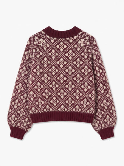 Vminga Ls O-Neck Zip Cardigan Lcs Burgunder