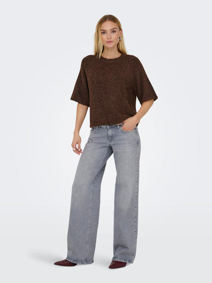 Onlazu 2/4 Raglan O-Neck Knt Brun