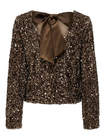 Onlconfidence L/s Sequin Bow Top Jrs Mellombrun