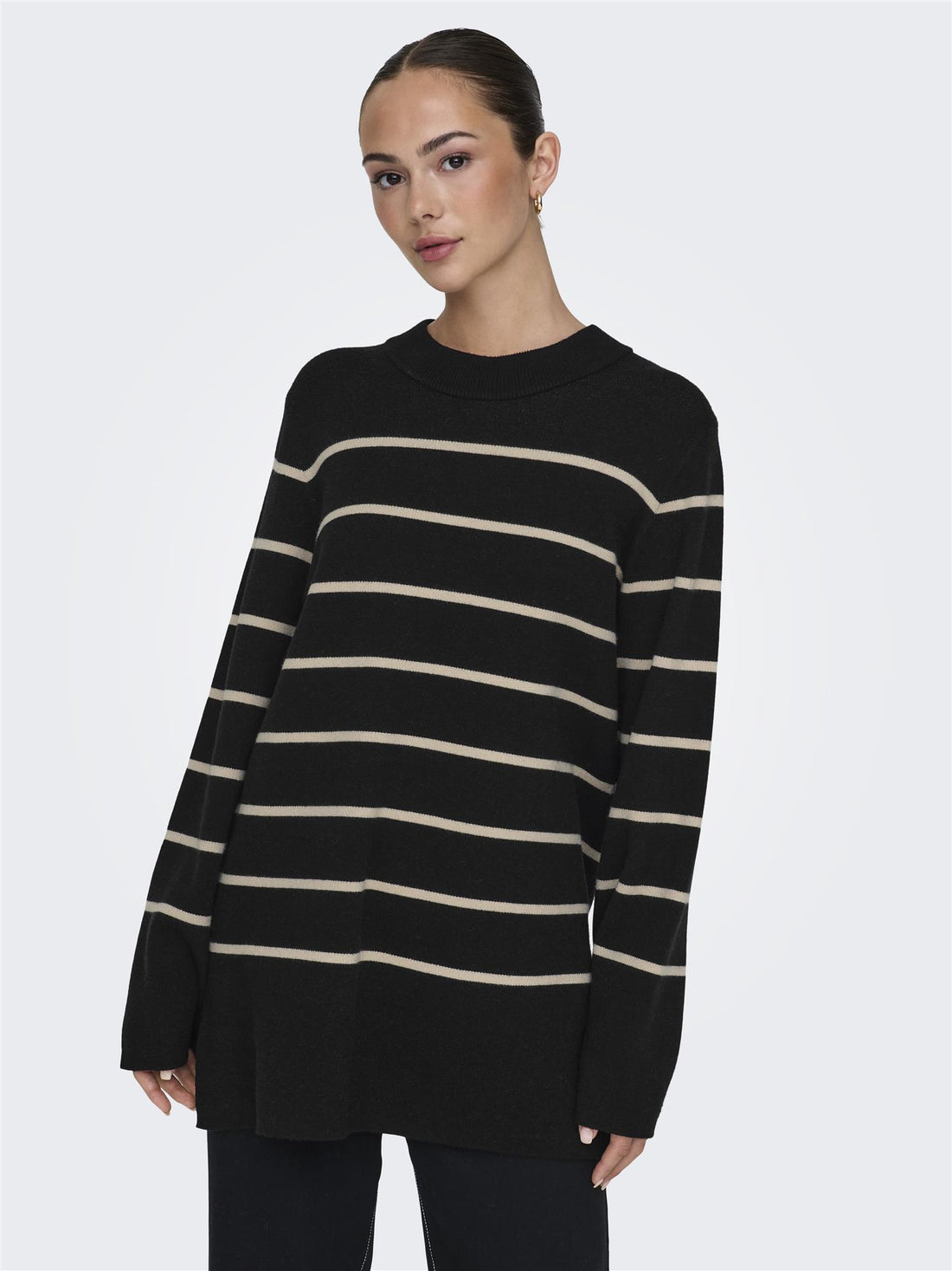 JDYMILA LIFE L/S ON LONG SLIT PULL KNT Black