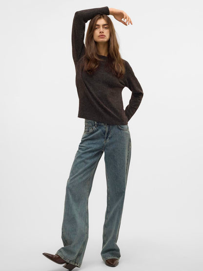 Vmdoffy Ls O-Neck Blouse Ga Noos Brun