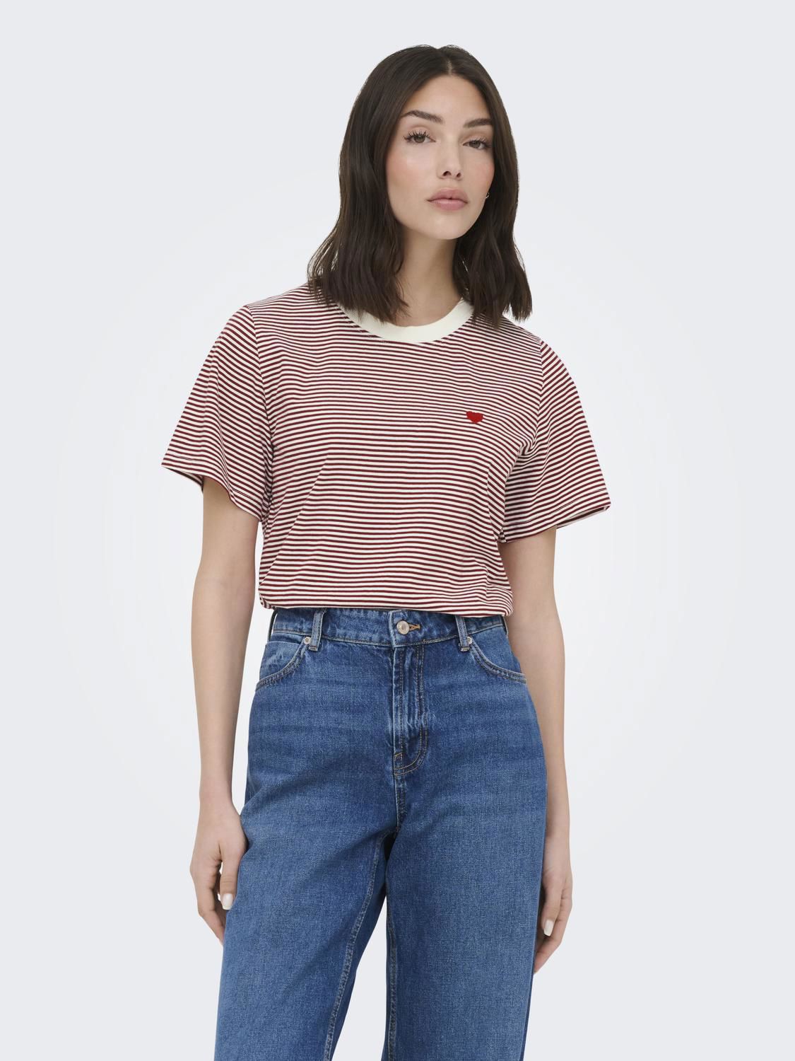 Jdypisa S/s Print Top Jrs Noos Rød
