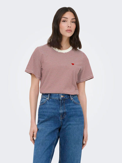 Jdypisa S/s Print Top Jrs Noos Rød