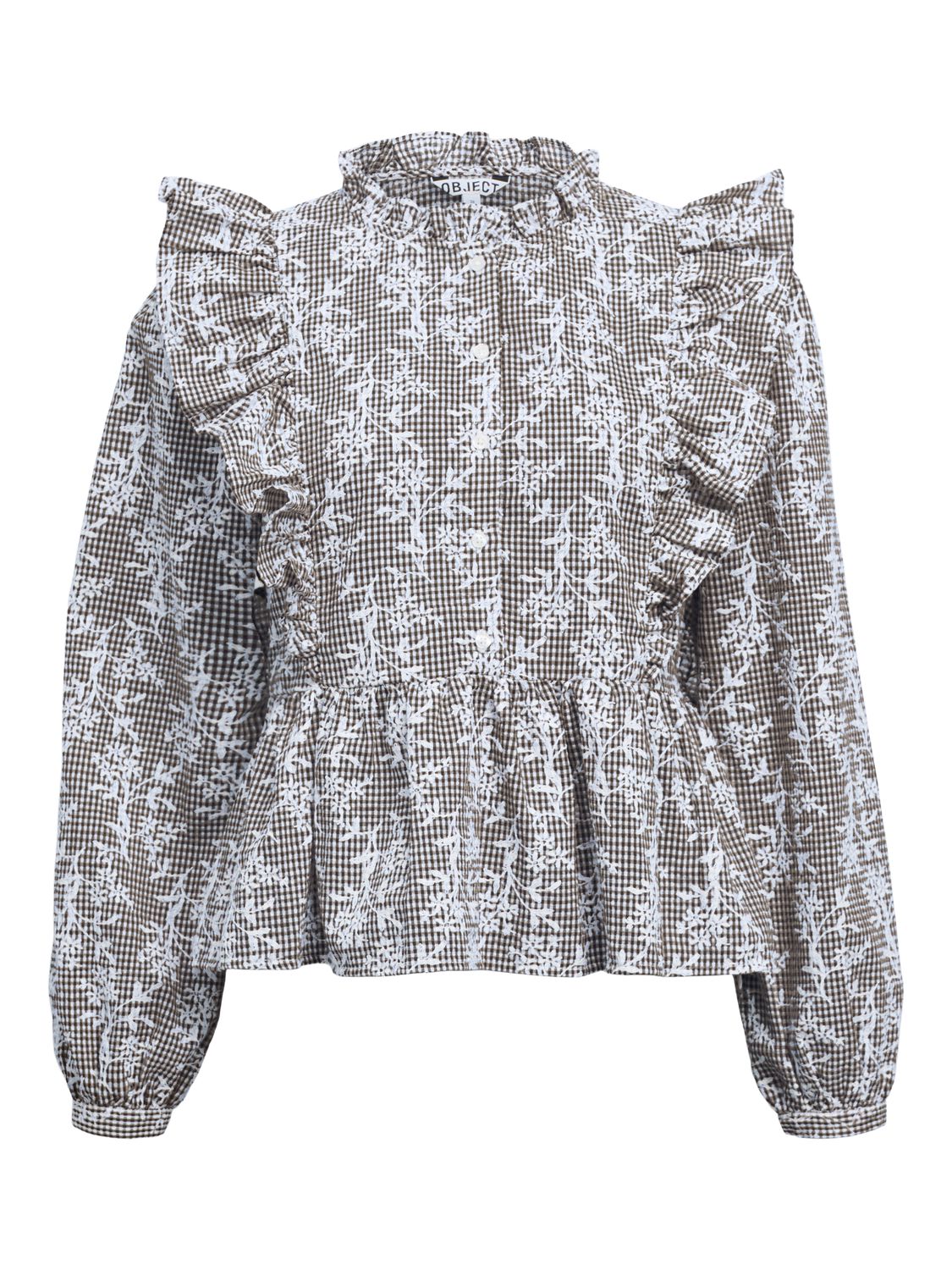 Objciara L/s Re Frill Top Rep Beige