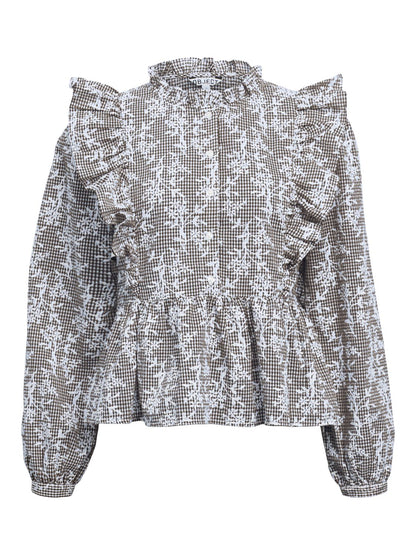 Objciara L/s Re Frill Top Rep Beige