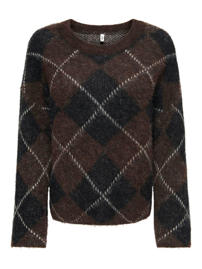 Onlnoeme Ls Pattern O-Neck Nca Knt Brun