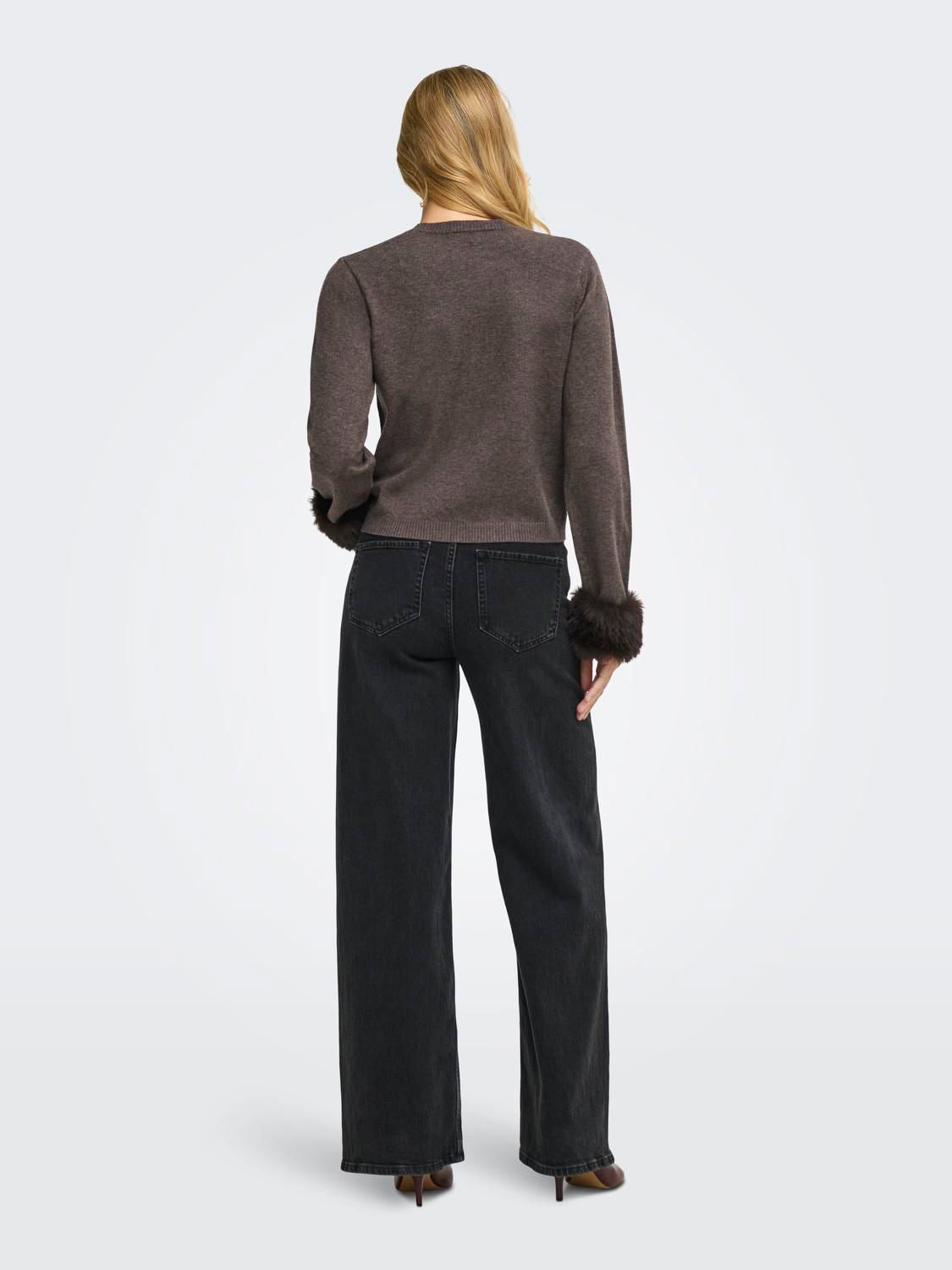 JDYTALIA L/S ON FAUX FUR PULLOVER KNT Brun