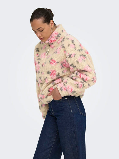 Onlnew Janne L/s Half Zip Box Swt Grå