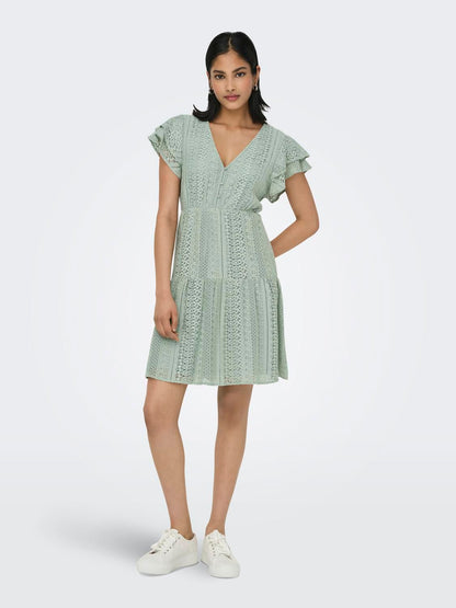 Onlhelena Lace Capsl Dress Wvn Noos Grønn