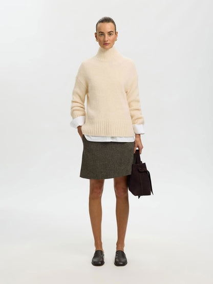 Slwgabriella Ls Knit High Neck Noos Hvit