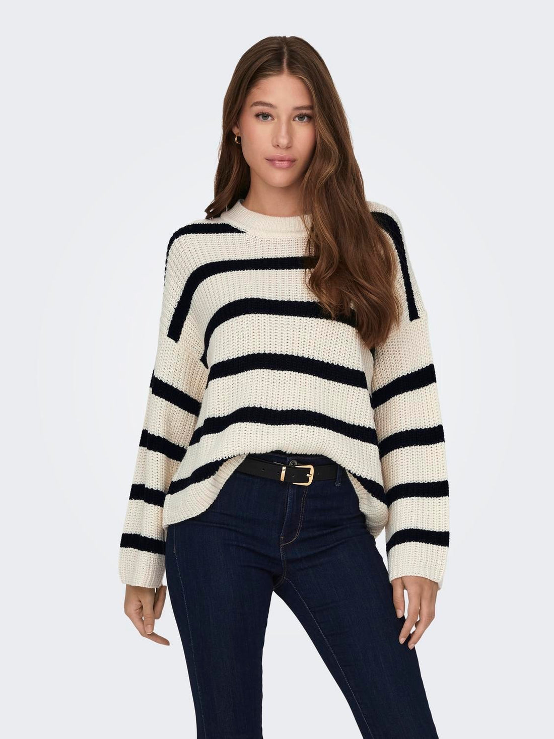 JDYJUSTY L/S STRIPE PULLOVER Offwhite