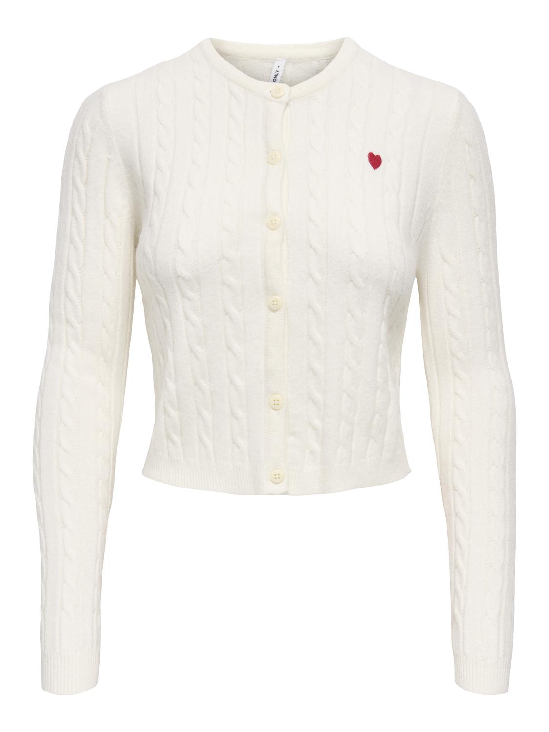 Onlkatia Ls Cable Button Cardigan Cc Knt Hvit