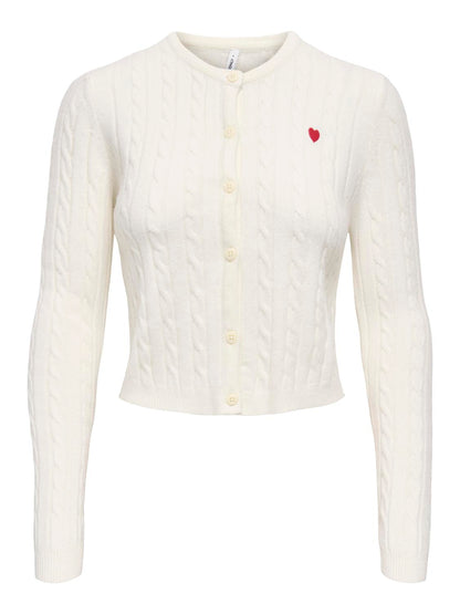 Onlkatia Ls Cable Button Cardigan Cc Knt Hvit