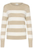 Kalizza Striped Knit Pullover Beige
