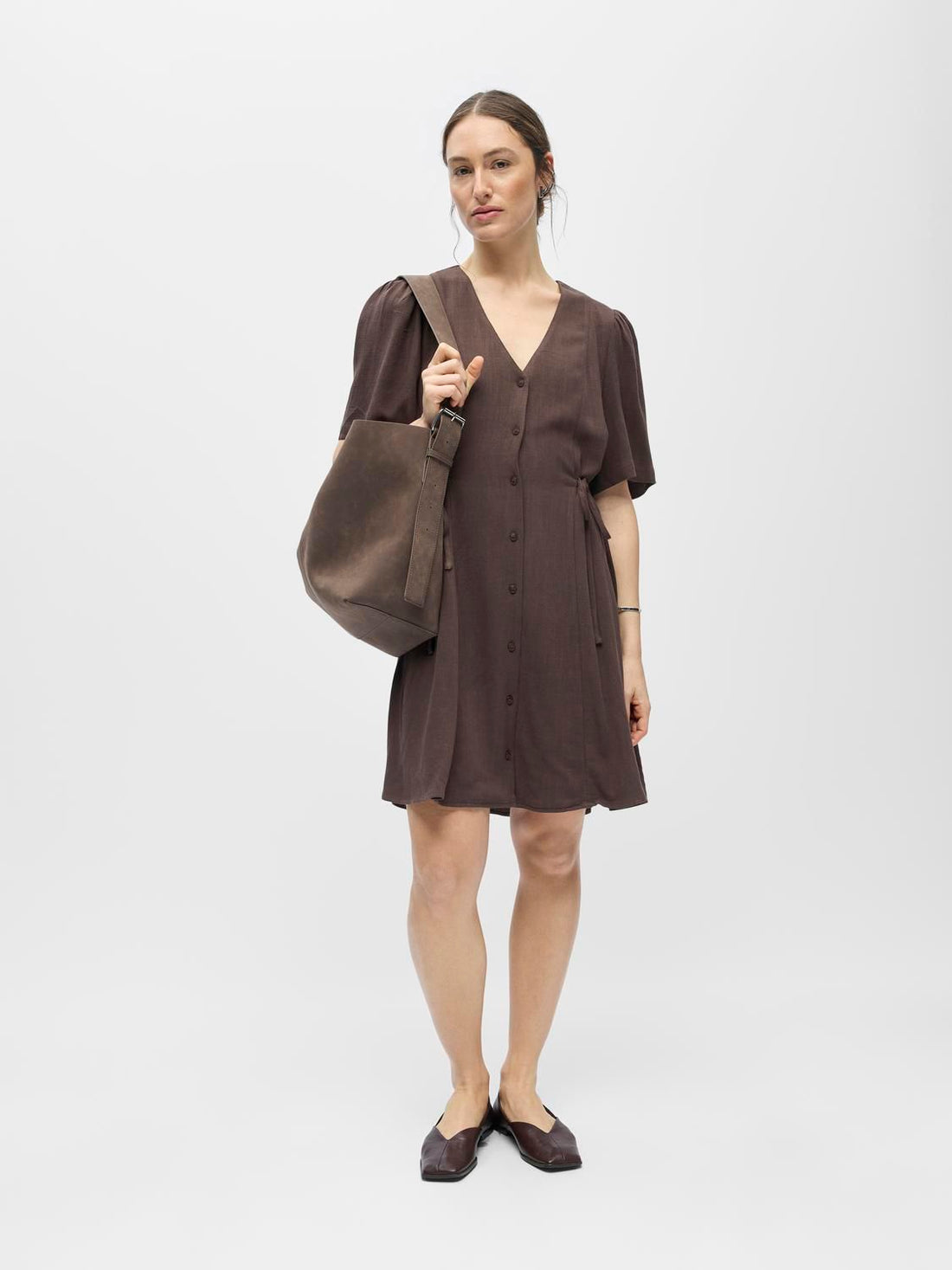 Objsanne S/s Re Short Dress 145 Nd Brun